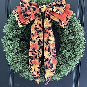 Fall Leaves Bow - Large Fabric Wreath Bow