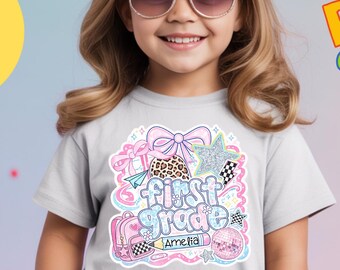 Personalized Back To School T Shirt, First Grade T Shirt, Back To School Shirt, Girl 1st Grade Tee, Kids  Age 7 Years, 5 Years,6 Years