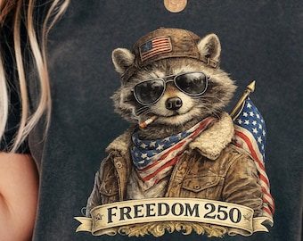 USA 250th Anniversary Raccoon T-Shirt • Patriotic Vintage Raccoon Graphic Tee Gift