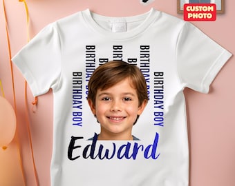 Birthday Boy Shirt, Custom Photo Birthday Shirt for Boy, Godson Birthday Gift, Son Birthday Gift, Kids Birthday Party Tee, Grandson Birthday