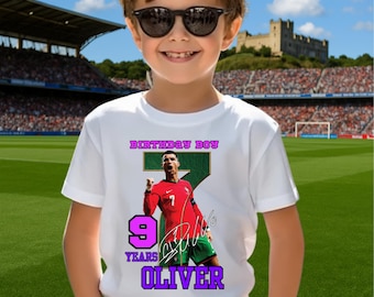 Custom Ronaldo Birthday Shirt, Personalized Soccer Boy Tee, Age 7 Years