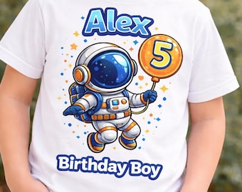 Personalized Astronaut Birthday Shirt, Custom Toddler Space Outfit, Boys Party Tee