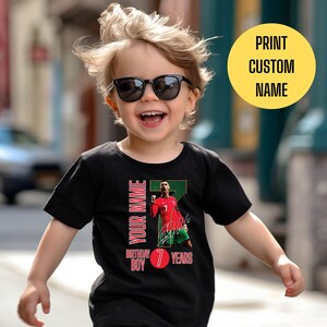 Cristiano Ronaldo Shirt,Birthday Outfit, Young fan gift,Custom Name, Toddler Soccer Fan Shirt,Ronaldo Fan Shirt,Kids Ronaldo Soccer Tee,