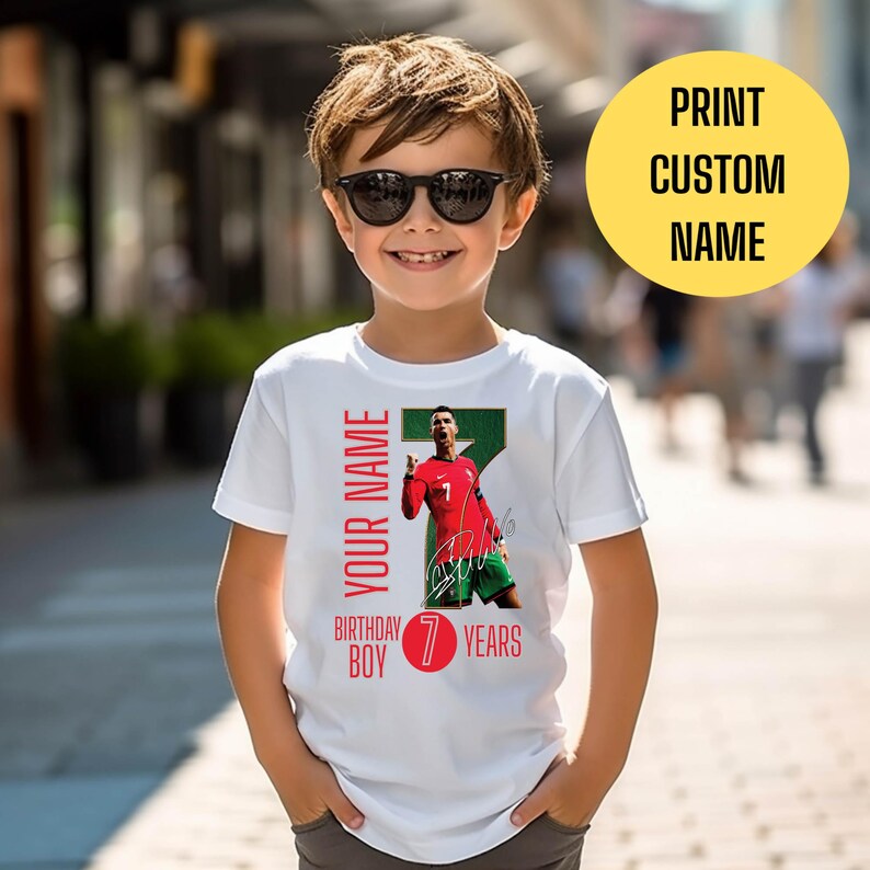 Cristiano Ronaldo Shirt,Birthday Outfit, Young fan gift,Custom Name, Toddler Soccer Fan Shirt,Ronaldo Fan Shirt,Kids Ronaldo Soccer Tee,