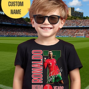 Cristiano Ronaldo Shirt,Birthday Outfit, Young fan gift,Custom Name, Toddler Soccer Fan Shirt,Ronaldo Fan Shirt,Kids Ronaldo Soccer Tee,