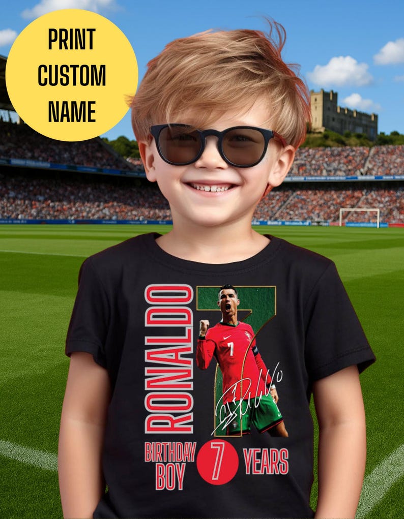 Cristiano Ronaldo Shirt,Birthday Outfit, Young fan gift,Custom Name, Toddler Soccer Fan Shirt,Ronaldo Fan Shirt,Kids Ronaldo Soccer Tee,