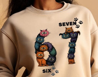 67 Cats Sweatshirt, Funny Cat Lover Pullover