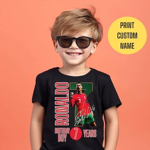 Cristiano Ronaldo Shirt,Birthday Outfit, Young fan gift,Custom Name, Toddler Soccer Fan Shirt,Ronaldo Fan Shirt,Kids Ronaldo Soccer Tee,