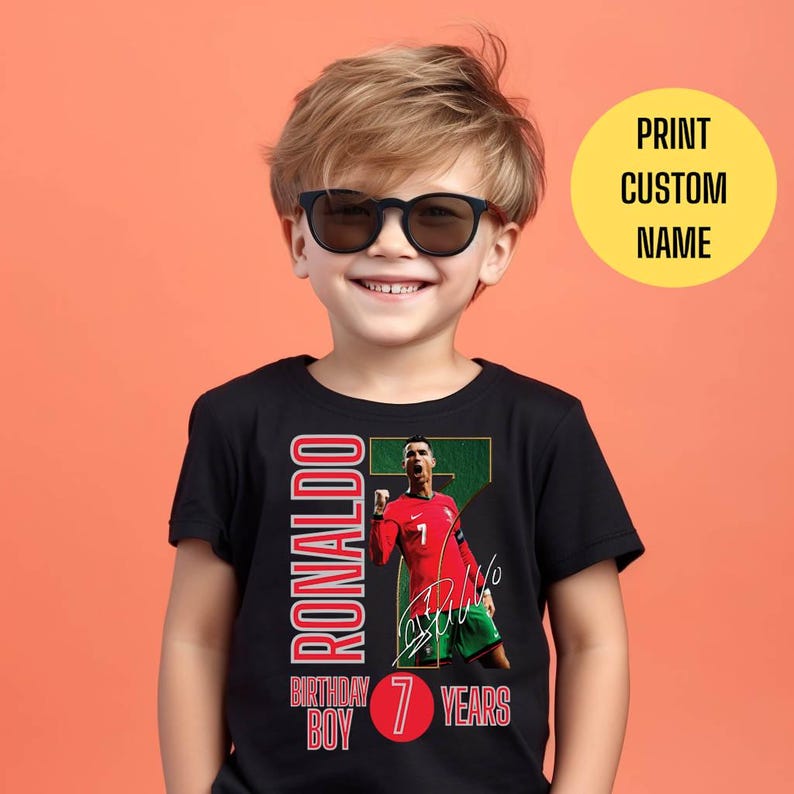Cristiano Ronaldo Shirt,Birthday Outfit, Young fan gift,Custom Name, Toddler Soccer Fan Shirt,Ronaldo Fan Shirt,Kids Ronaldo Soccer Tee,