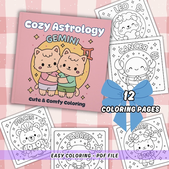 Kawaii Animal Astrology Coloring Book: Zodiac Printables (Digital PDF)