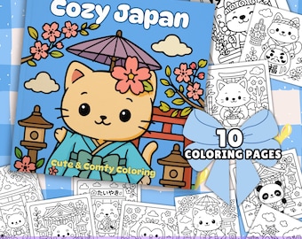 Easy Japanese Coloring Pages, Kawaii Printable Coloring Book, Cute Easy Designs. Coloring Pages for Adults and Kids Digital Download pdf