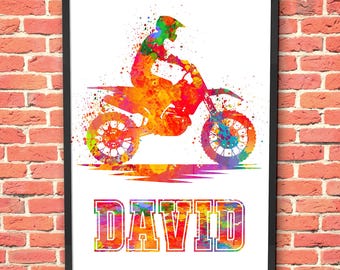 Personalized Watercolor Biker Art Print: Custom Motorcycle Decor (Digital Download)