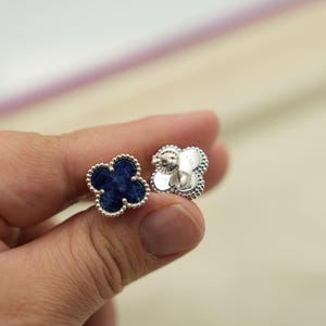 Pietersite earrings 925 silver 18k white gold plated stud back