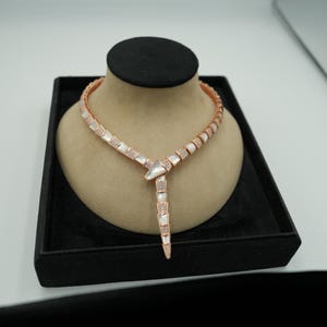 Mother of pearl serpenti necklace 925 silver 18k rose gold plated