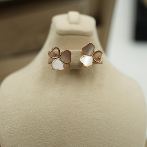Mother of pearl flower earrings 925 silver 18k rose gold plated post back