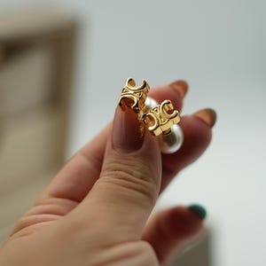 Tine pearl earrings 925 silver 18k gold plated stud backs