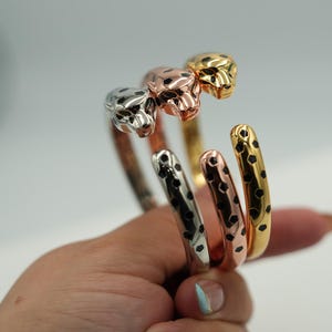 Panther open bangle 925 silver 18k gold plated leopard bangle