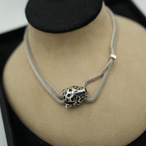 Panther head fashion necklace 925 silver 18k white gold plated