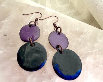Purple and Blue Double Drop Earrings