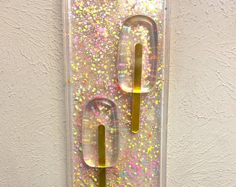 Resin Ice Pop Wall Art, Clear Glitter Candy Decor, Colorful Summer Kitchen Wall Decoration