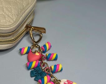 Set di 2 portachiavi con perline colorate - Portachiavi con ciondolo carini, regalo divertente per lei, ciondolo per borsa luminoso, accessorio giocoso