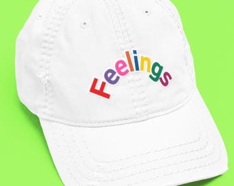 Feelings Rainbow Hat | Mental Health Hat | Therapy Humor Dad Cap | Colorful Embroidered Hat | Emotional Support Hat | Gift for Therapist