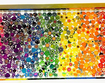Rainbow Resin Catch All Tray, Handmade Colorful Trinket Tray, Jewelry Vanity Desk Organizer Gift