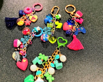 Cute Charm Keychain Set of 4 – Colorful Beaded Bag Charms, Playful Purse & Backpack Accessories, Gift for Her