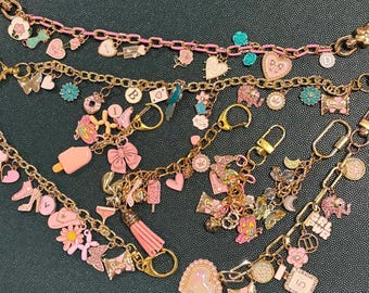 Valentine’s Day Western Keychain Bundle | Pink Cowgirl Charm Keychains Set of 8 | Heart, Bow & Rodeo Bag Charms | Girly Gift Set