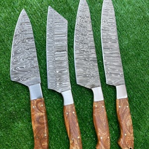 Personalized Handmade Damascus Kitchen Knife Set Chef Knife Gift For Him Gift For Her Mother&#39;s Gift Wedding Gift Anniversary Gift Birthday.