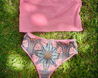 Tulip Flower Two Piece Loungewear Panties and Top 100% Organic Cotton Knit This Outfit comes Specially Gift Wrapped