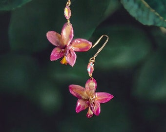 Orchid Flower Earrings Handmade by Spring made in Hawaii