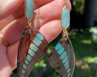 Jade Stone Butterfly Earrings Earrings Ethically Farmed and Collected Come Specially Gift Wrapped