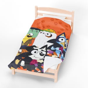 Cobertor de pelúcia de veludo azul para Halloween, cobertor para cachorro de Halloween, manta fofa de cachorrinho de desenho animado, presente de lã, decoração de pelúcia macia para Halloween