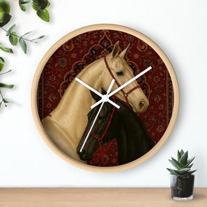 Elegant Horse Duo Wall Clock, Equine Decor for Horse Lovers, Rustic Home Wall Art, Unique Gift for Turkish Rug, Farmhouse Style Timepiece