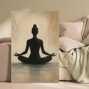 Yoga Meditation Wand Kunst zum Ausdrucken | Mindfulness Silhouette Poster | Zen-minimalistische Wohnkultur | Digitaler Download