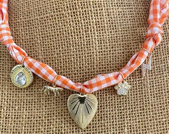 Auburn Clemson Tiger Bandana Charm Necklace: Gameday Spirit Jewelry