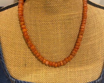 Orange Carnelian Beaded Necklace: Handmade Texas Jewelry, 600 Carats