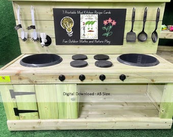 Mud Kitchen Recipe Cards Printable | Nature Play Activity | A5 EYFS Outdoor Learning | Early Years Pretend Play | Forest School PDF
