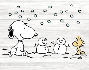 Snoopy and Woodstock Christmas Cartoon SVG, Holiday Dog PNG (Instant Download)