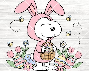 Easter Snoopy SVG, Bunny Costume, Spring Sublimation Design