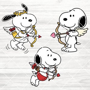 Snoopy Cupid SVG, Valentine's Day Vector Clipart, Peanuts Cartoon Cut Files
