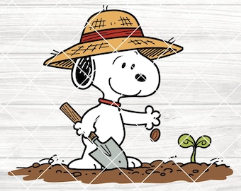 Snoopy Gardening SVG, Snoopy Plants Trees Instant Download