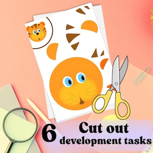 We cut out and glue crafts for children. Animals. Printable activity for kids Cut and paste with scissors. Preschool cutting practice