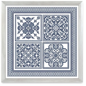 Patrón de punto de cruz "Cuadros antiguos", diseño de almohada, bordado monocromático, PDF imprimible, descarga instantánea, punto X simple, decoración del hogar