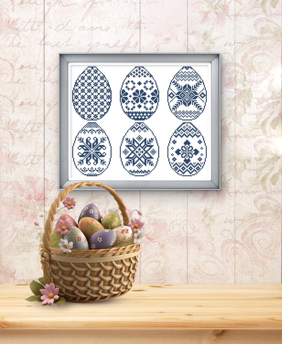 Easter Eggs Cross Stitch Pattern, Vintage Holiday Folk Decor (PDF ...