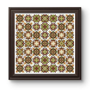 Patrón de punto de cruz para almohada antigua, diseño cuadrado, bordado vintage, PDF imprimible, descarga instantánea, apto para principiantes, decoración del hogar