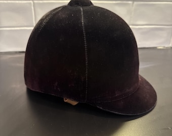 Vintage Horse Riding Equestrian Helmet Cap Velvet 7 1/4 Long Oval
