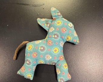 Vintage 1950 - 60's  Pet Donkey Pony Mule Handmade Plush Animal Toy Colorful