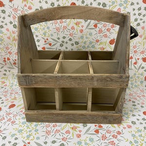 Oak Effect 6 Beer Bottle Carrier Caddy with Bottle Opener